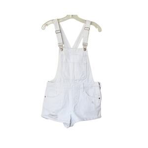 Carmen Denim Short Overalls - White - XS